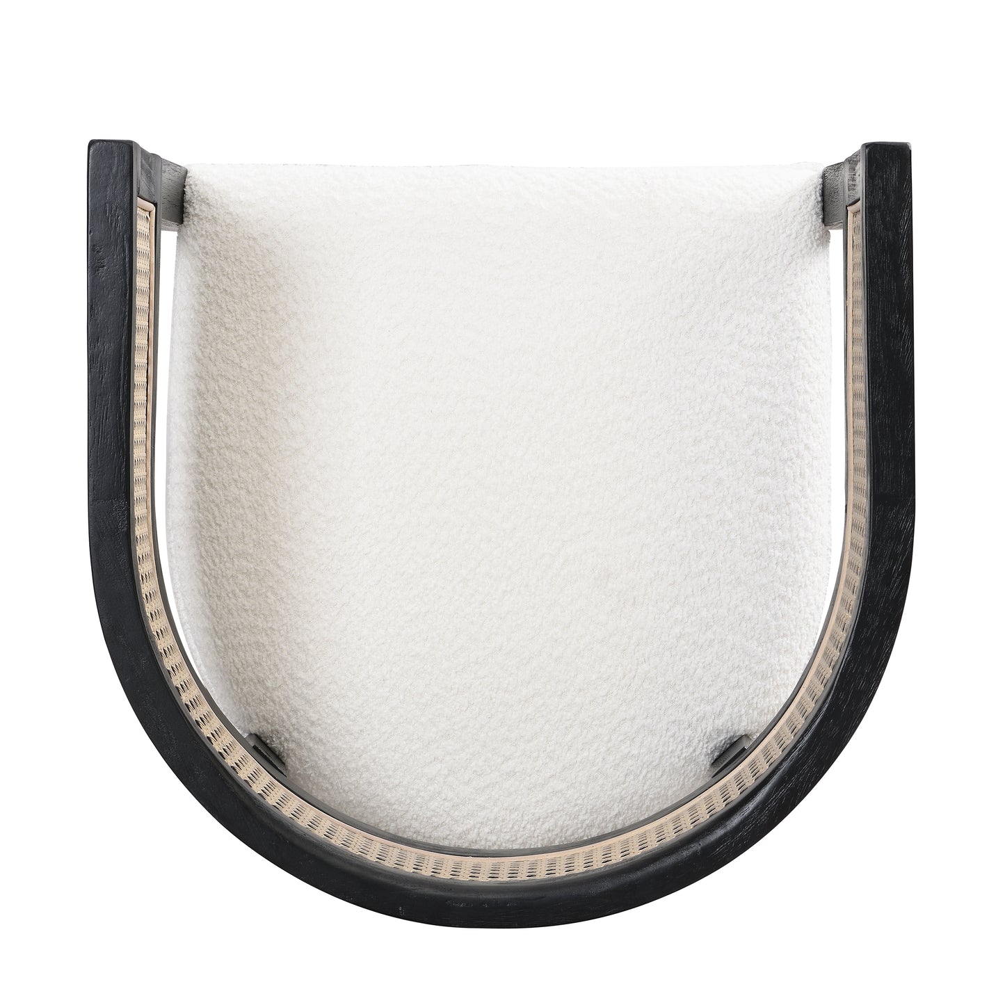 Bastian Dining Chairs with Rattan Backrest, Upholstered Seat, Set of 2