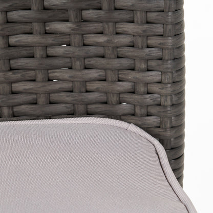 Perseer Outdoor PE Rattan Stacking Chair with Iron Frame and Cushions,Set of 4