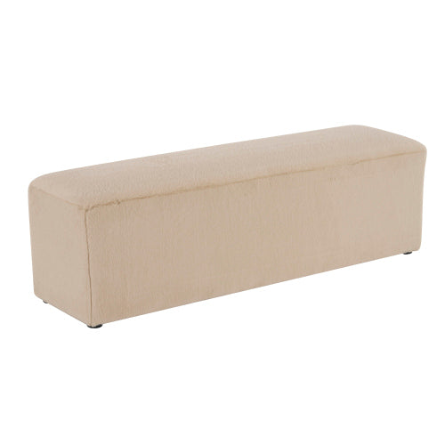 Daigojo Simple White Long Ottoman, Practical Furniture for Living Room and Bedroom