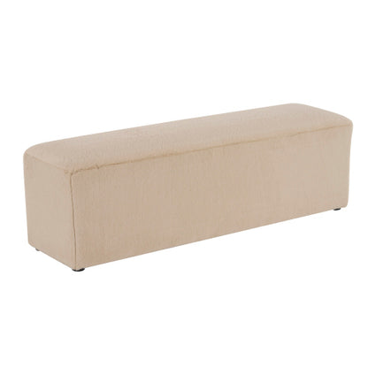 Daigojo Simple White Long Ottoman, Practical Furniture for Living Room and Bedroom