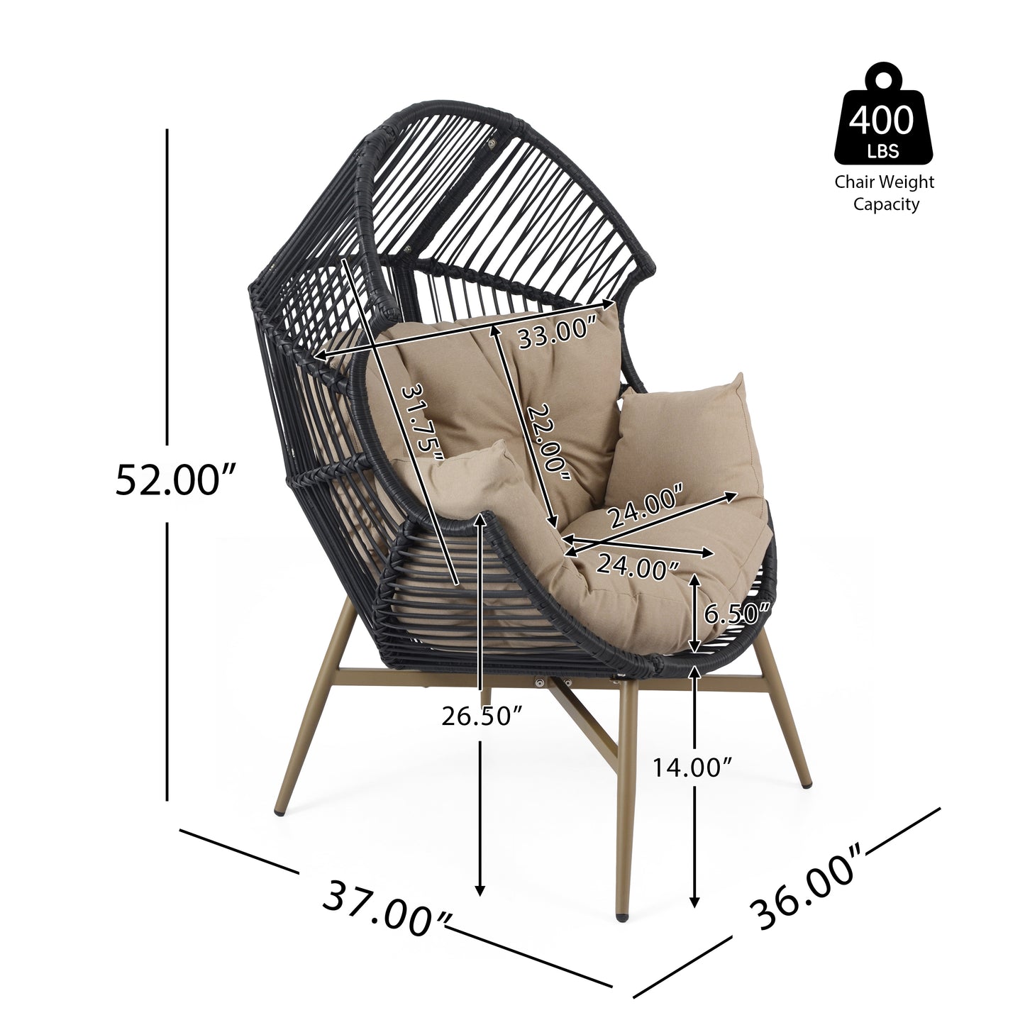 Isidorea Outdoor Wicker Egg Chair Weather-Resistant