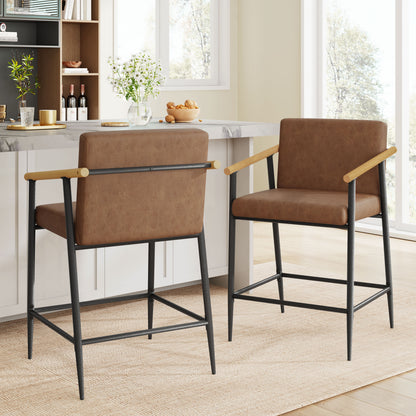 Hethlet Counter Stool with Iron Frame-Set of 2