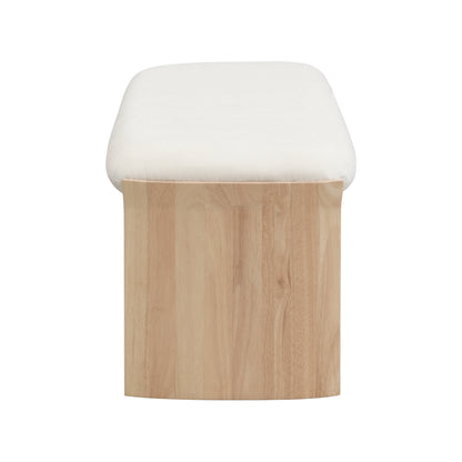 Nirithora 51.5 Inch Beige Rubber Wood Footstool For Bedroom and Living Room