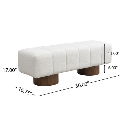 Sylithar Chenille Fabric Upholstered Dining Bench, End of Bed Entryway Bench Ottoman