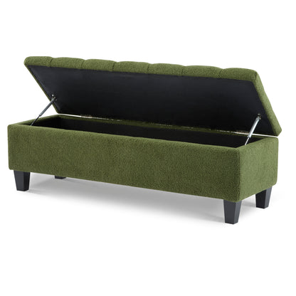 HaChe Ottoman Bench with Storage,Boucle Surface, Rubber Wood Legs, 300 lbs Capacity