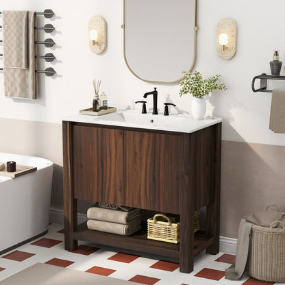 Caryaty Bathroom Cabinet Vanity with Rectangle Ceramic Sink