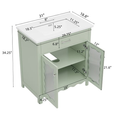 ‌Nexail 31" Bathroom Vanity with Tempered Glass