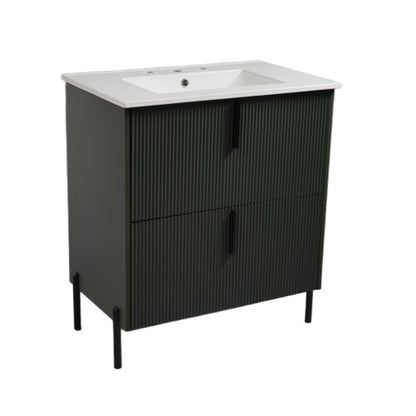 Peaken 30" Bathroom Vanity with Ceramic Sink and Full-Extension Drawers, Soft Close Undermount Drawer Slides