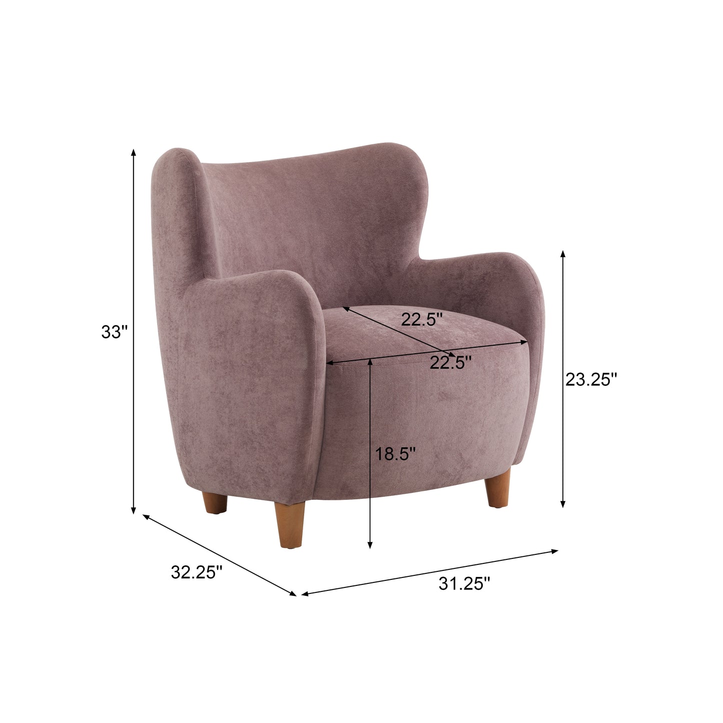 Zoe Fabric Wingback Accent Chairs Single Sofa