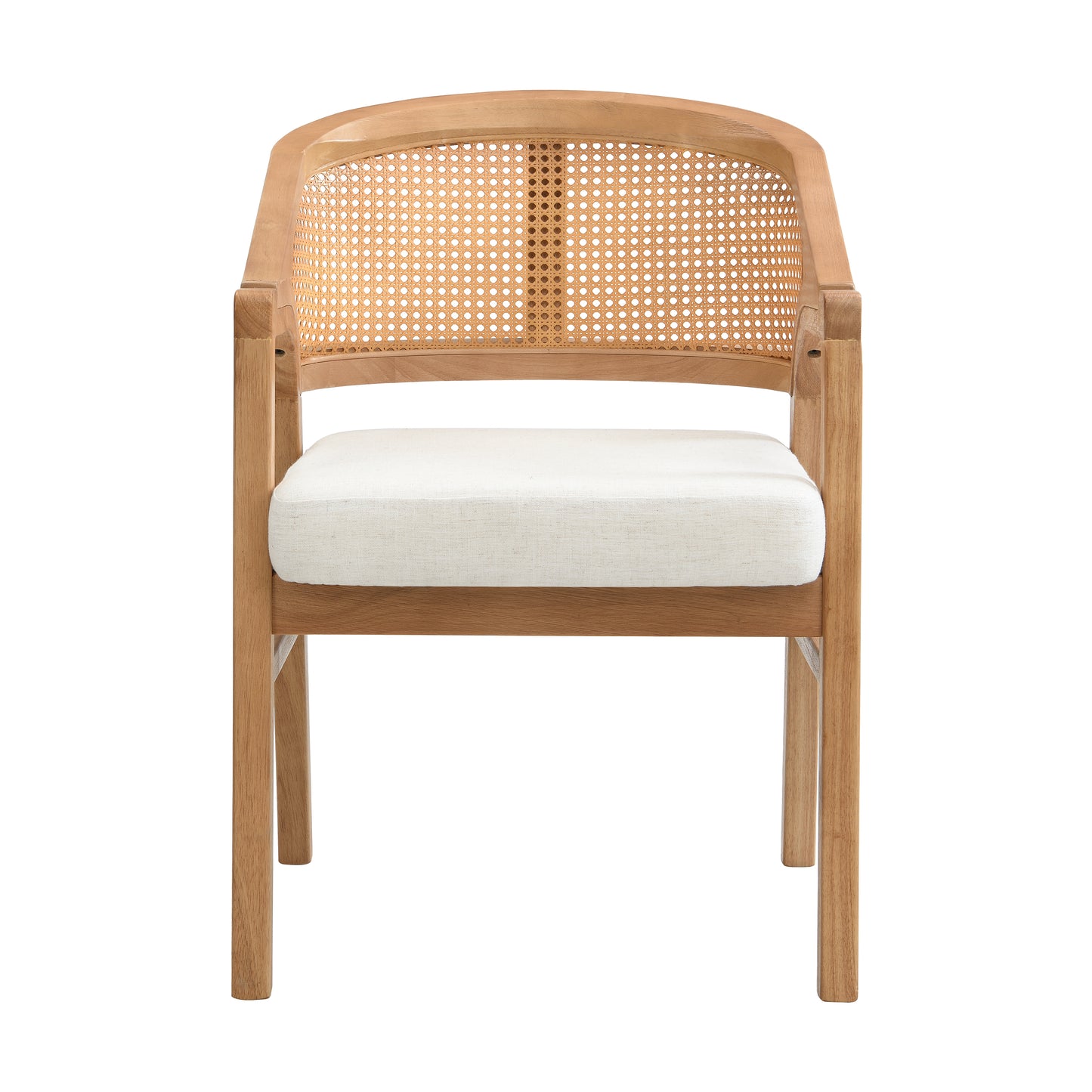 Malaneta Wooden Frame Dining Chair with rattan back,set of 2
