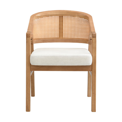 Malaneta Wooden Frame Dining Chair with rattan back,set of 2
