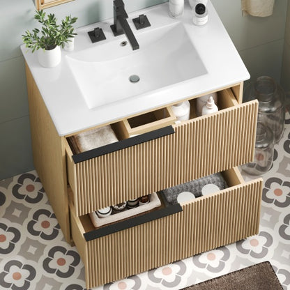 ‌Nexrail 30" Bathroom Vanity with Ceramic Sink and Full-Extension Drawers