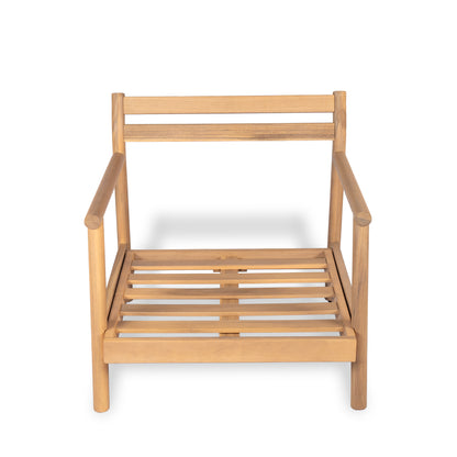 Amonier Outdoor Acacia Wood Chat Set,Loveseat & Coffee Table & 2 Club Chairs