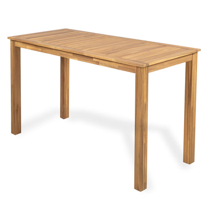 Caeli Outdoor Acacia Wood Patio Bar Table, Slatted Top