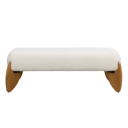 Aicedis Stylish Long White Bouclé Ottoman Perfect Blend of Form and Function