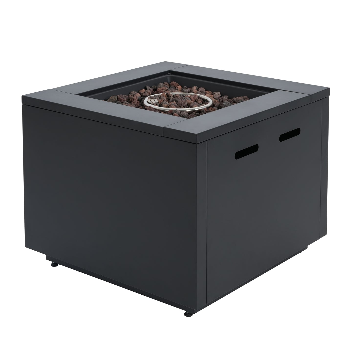 Lysoriel 30inch Square Galvanized Steel Fire Pit Table,Black,40000BTU