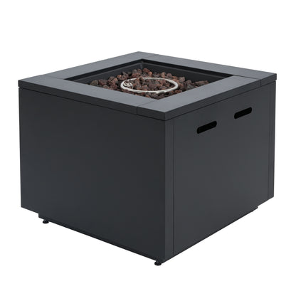 Lysoriel 30inch Square Galvanized Steel Fire Pit Table,Black,40000BTU