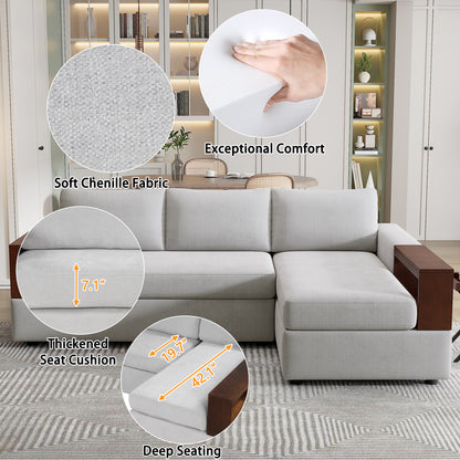 Serava Sectional Sofa Upholstered Sofa Couch with Reversible Armrests for Living Room