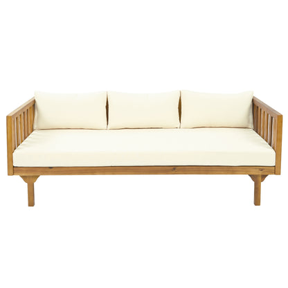 Xenath Outdoor Patio Furnitre Sets 3 Pieces,3 Seater Daybed + Acacia Wood Table