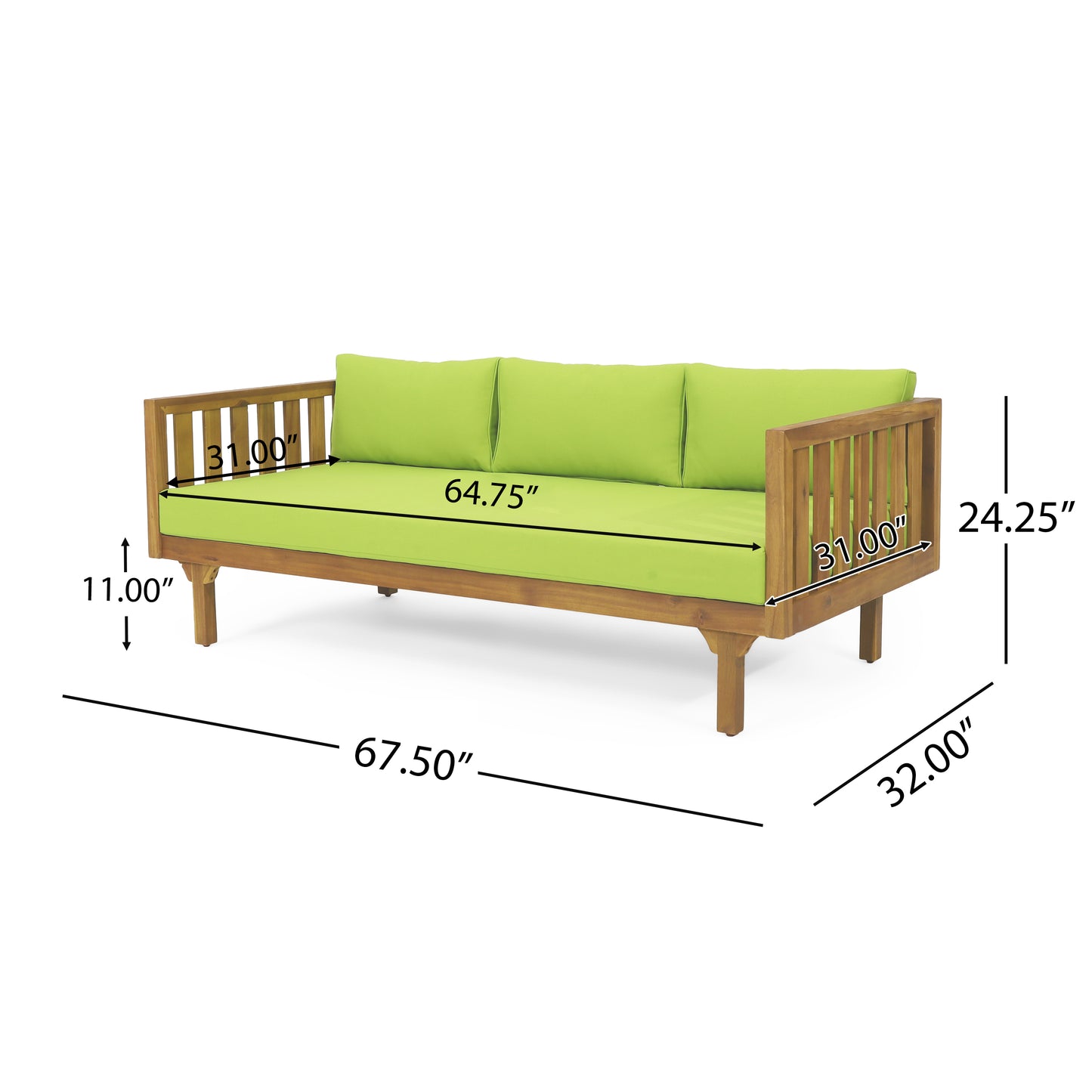 Xenath Outdoor Patio Furnitre Sets 3 Pieces,3 Seater Daybed + Acacia Wood Table