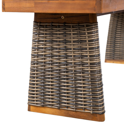 Vireor  2-piece Outdoor Acacia Wood Dining Table Set with 1 Table and 1 Bench