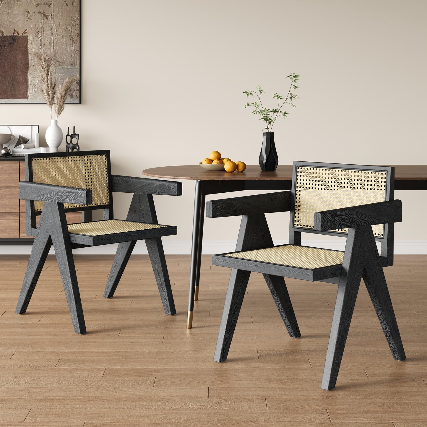 Chandiger Wood Arm Dining Chair,Set of 2