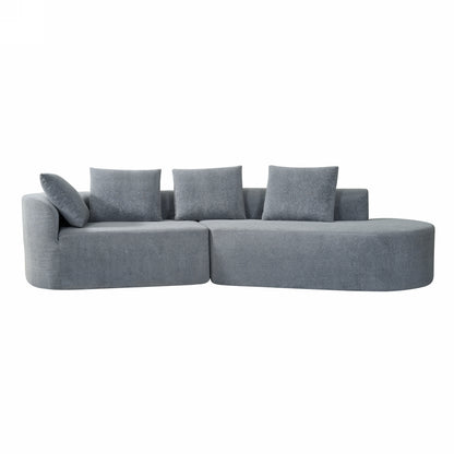 Orellar 116" Modern Curved Sectional Sofa with High-Density Fully Compressed Sponge and Chaise Lounge, Pearl Upholstery