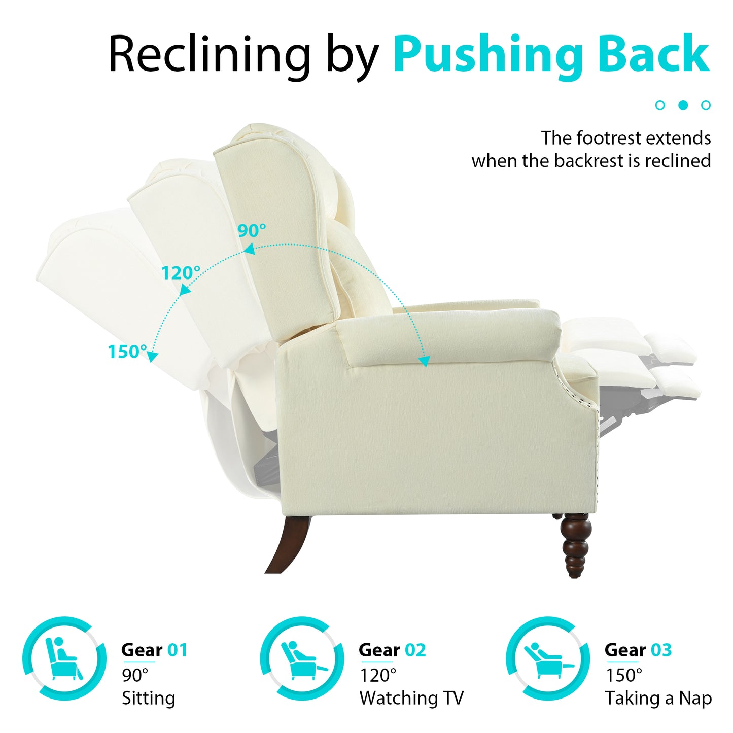 Marlowe Push Back Recliner Chair Upholstered Recliner Armchair