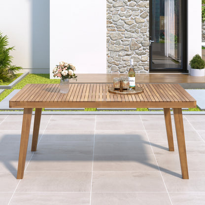 Somadorin 69" Acacia Wood Outdoor Dining Table with Slatted Top