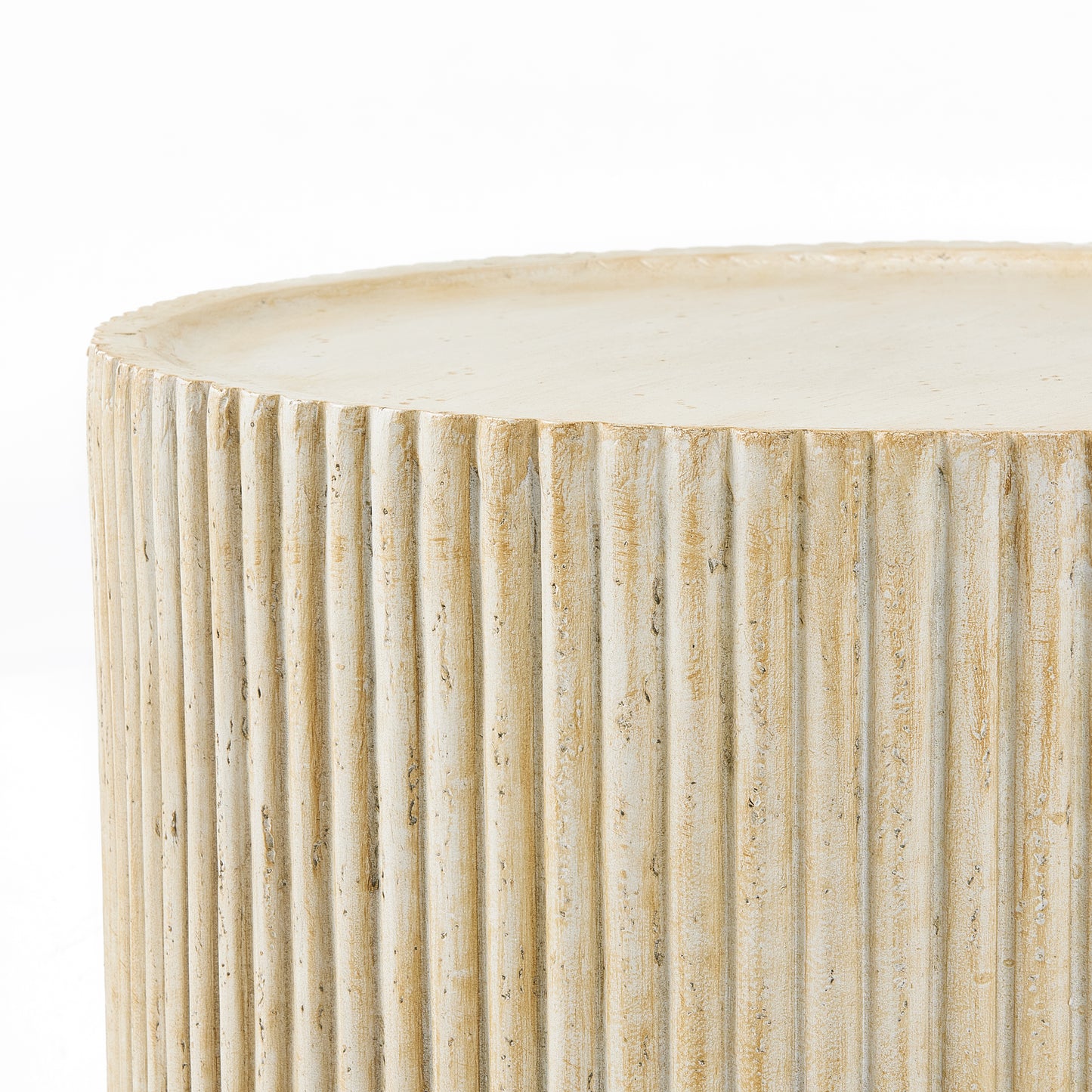 Glena 23.5" MGO Round Fluted Coffee Table for Both Indoor and Outdoor