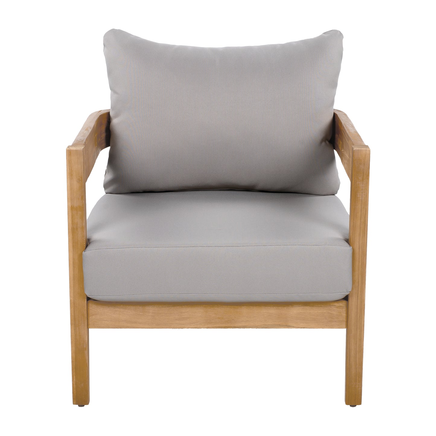 Burrough Outdoor Acacia Wood Club Chair with Removable Cushions for Porch, Garden