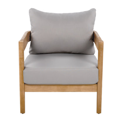 Burrough Outdoor Acacia Wood Club Chair with Removable Cushions for Porch, Garden