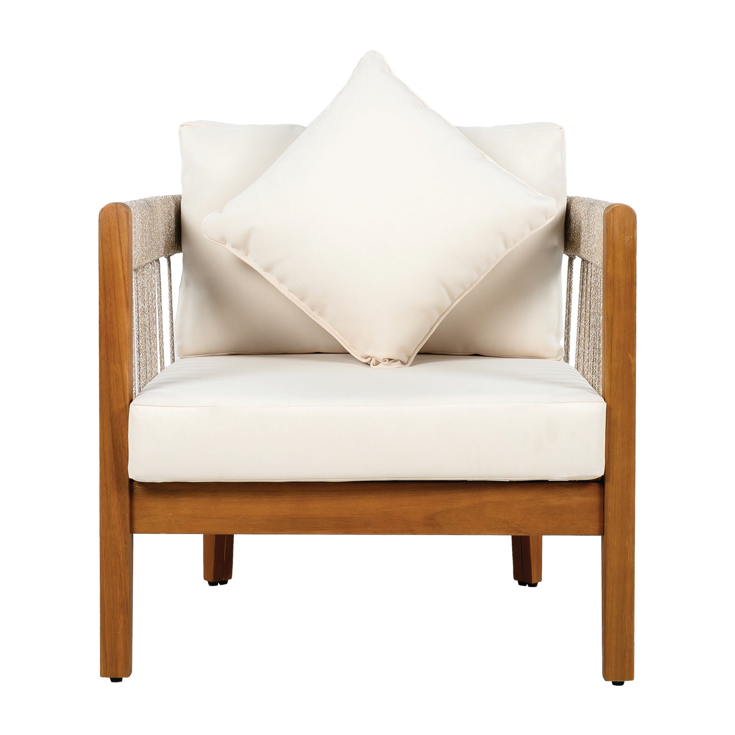 Tavithalae Acacia Wood Outdoor Club Chair with Water-Resistant  Cushions