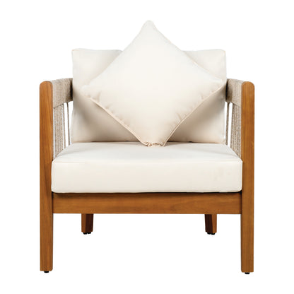 Tavithalae Acacia Wood Outdoor Club Chair with Water-Resistant  Cushions