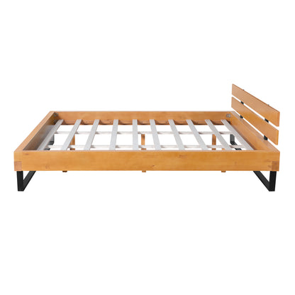Dashiell Modern Solid Pine Bed Frame in Natural and Black,Making Serene Bedroom Retreat