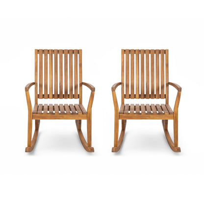 Deyric Outdoor Solid Wood Rocking Chair (Set of 2)