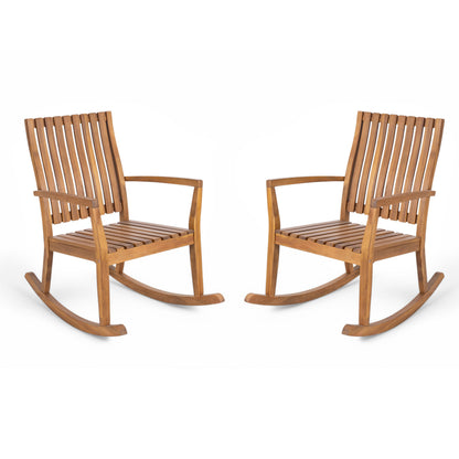 Deyric Outdoor Solid Wood Rocking Chair (Set of 2)