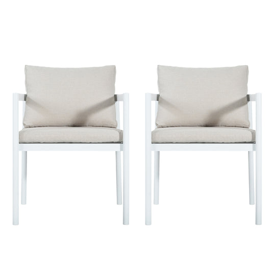 Thorne Outdoor Dining Chair Set of 2, All-Weather Aluminum Frame Patio Chairs with Fabric Cushions, 300lbs Capacity