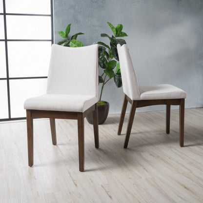Gertrude Fabric & Wood Finish Mid-Century Modern Dining Chairs (Set of 2)
