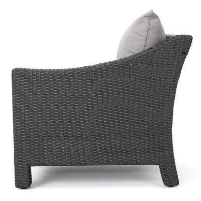 Caspian 6pc Outdoor Wicker V-shaped Sectional Sofa Set w/ Cushions