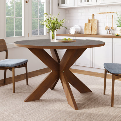 Sylquinn Round Dining Table Modern Farmhouse Kitchen Table, Cherry