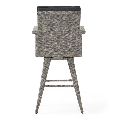 Elysium 30-Inch Outdoor Wicker Barstool with Water Resistant Cushions