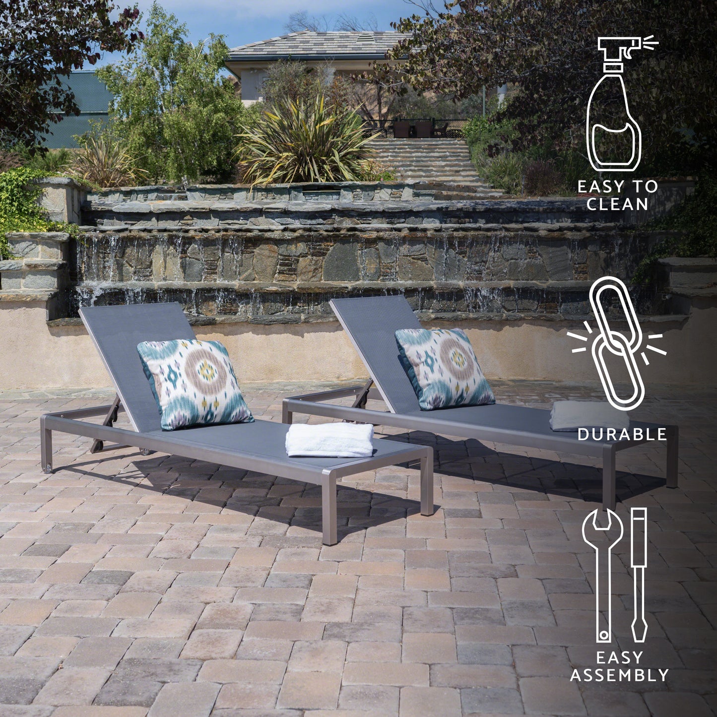 Coral Bay Dark Gray Outdoor Mesh Chaise Lounge