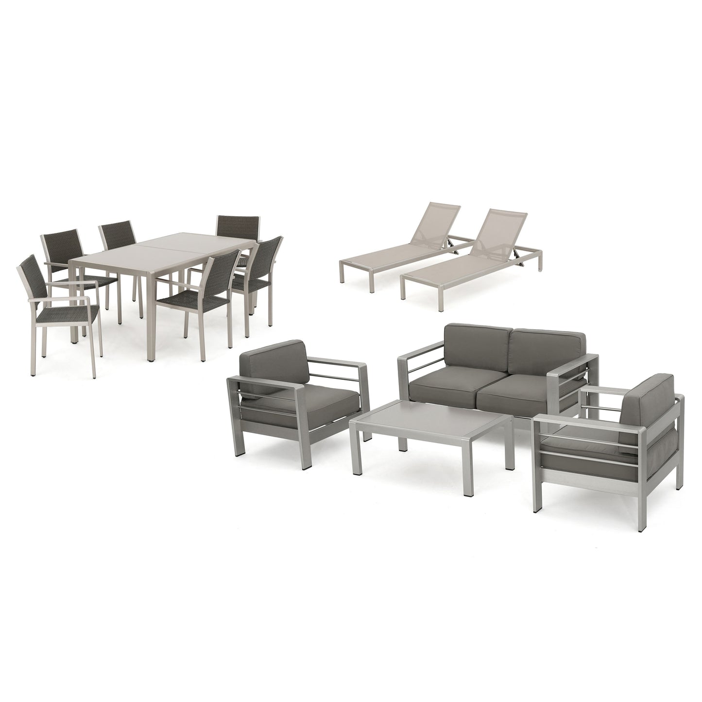 Coral Bay Complete Outdoor Dining Set with Chat Set & Lounges