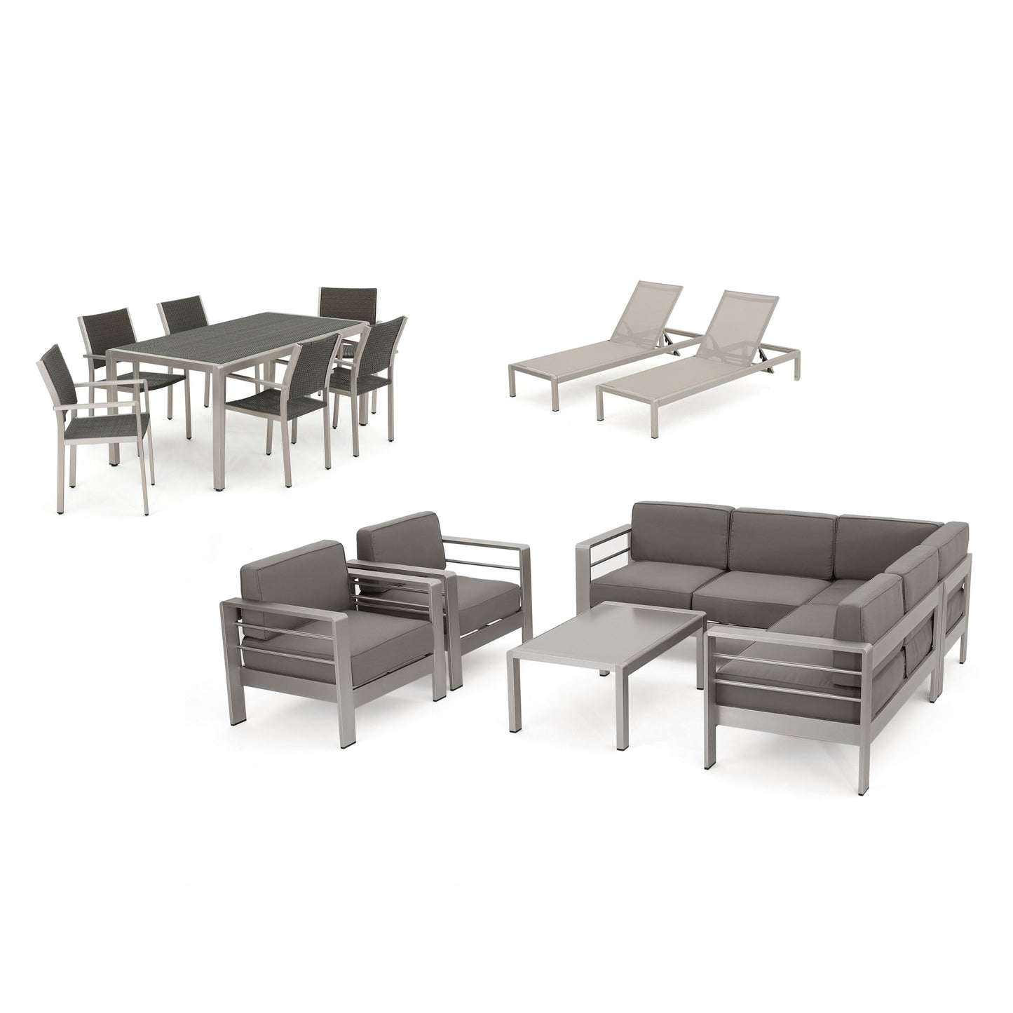 Coral Bay Outdoor Wicker Dining Set w/ Sofa Set, Club Chairs, & Lounges