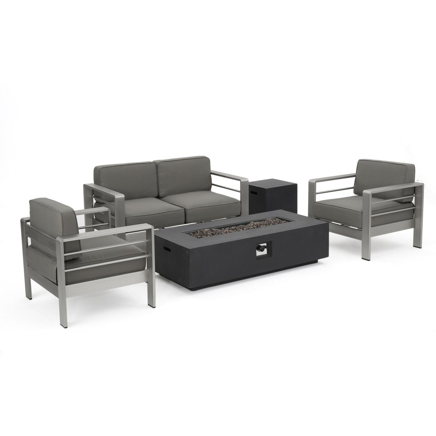 Coral Bay 10Pc Outdoor Sectional Chat Set with Lounges & Fire Table