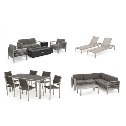 Coral Bay 17-Piece Grand Patio Sectional, Lounge, Dining Set & Fire Table
