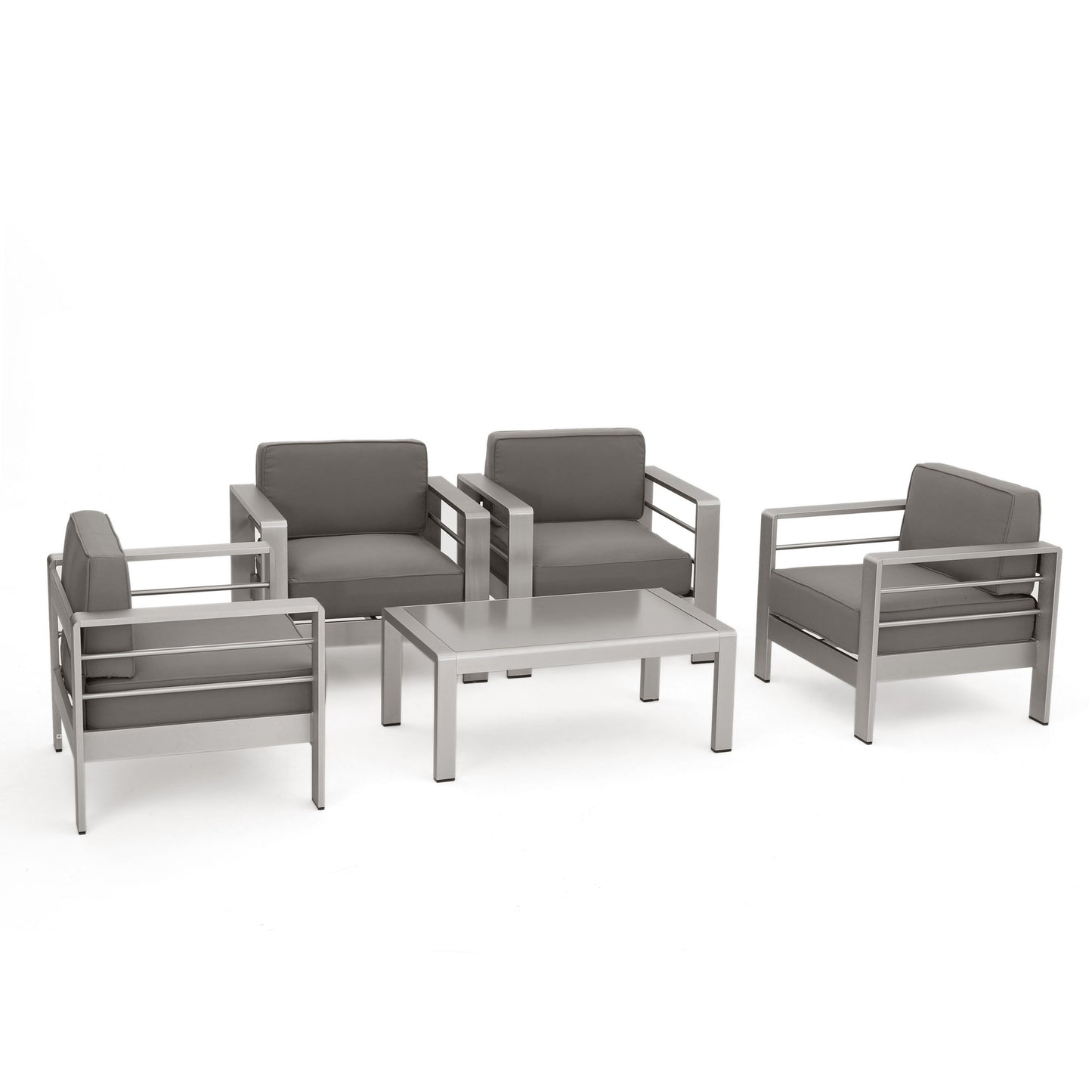Coral Bay Outdoor 5-Piece Aluminum Chat Set with Water Resistant Cushions