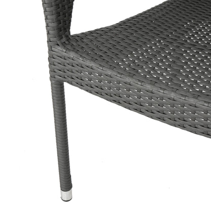 Alfheimr Outdoor 3 Piece Grey Wicker Stacking Chair Chat Set