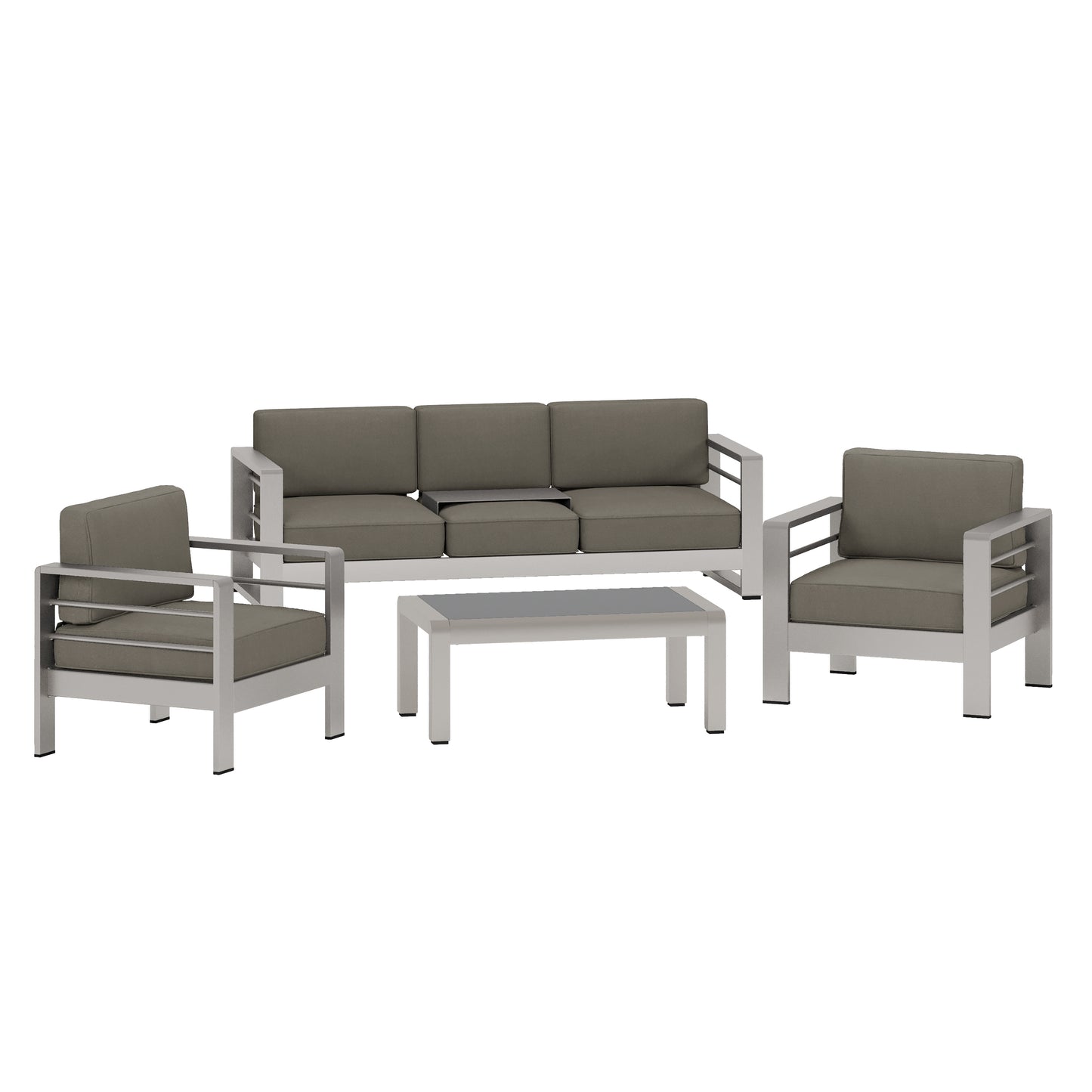 Coral Bay Outdoor 4 Piece Aluminum Chat Set with Cushions